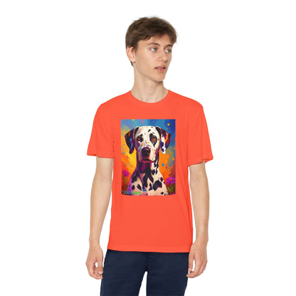 Pup Art Canvas - Kid's Sport Short Sleeve Tee (Dalmatian)