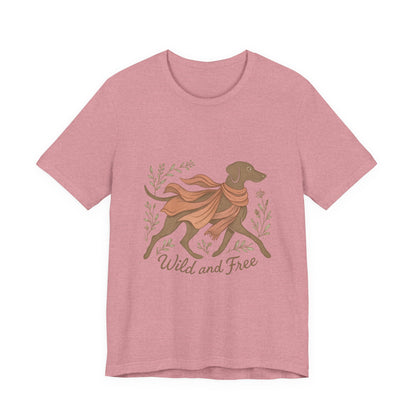 Dogtown Boho Revival "Wild and Free" Unisex Jersey Short Sleeve Tee (Weimaraner)