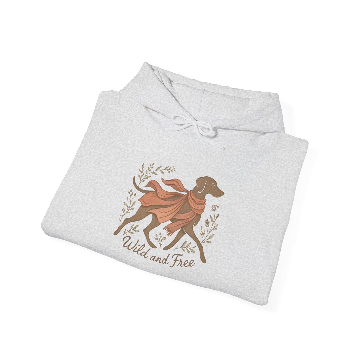 Dogtown Boho Revival "Wild and Free" Unisex Heavy Blend™ Hooded Sweatshirt (Weimaraner)