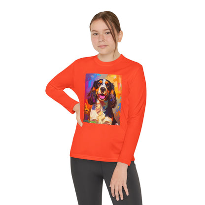 Pup Art Canvas - Kid's Sport Long Sleeve Tee (English Springer Spaniel)