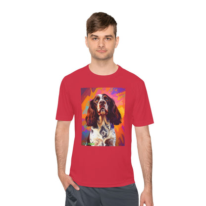 Pup Art Canvas Unisex Moisture Wicking Tee (English Springer Spaniel - 2)