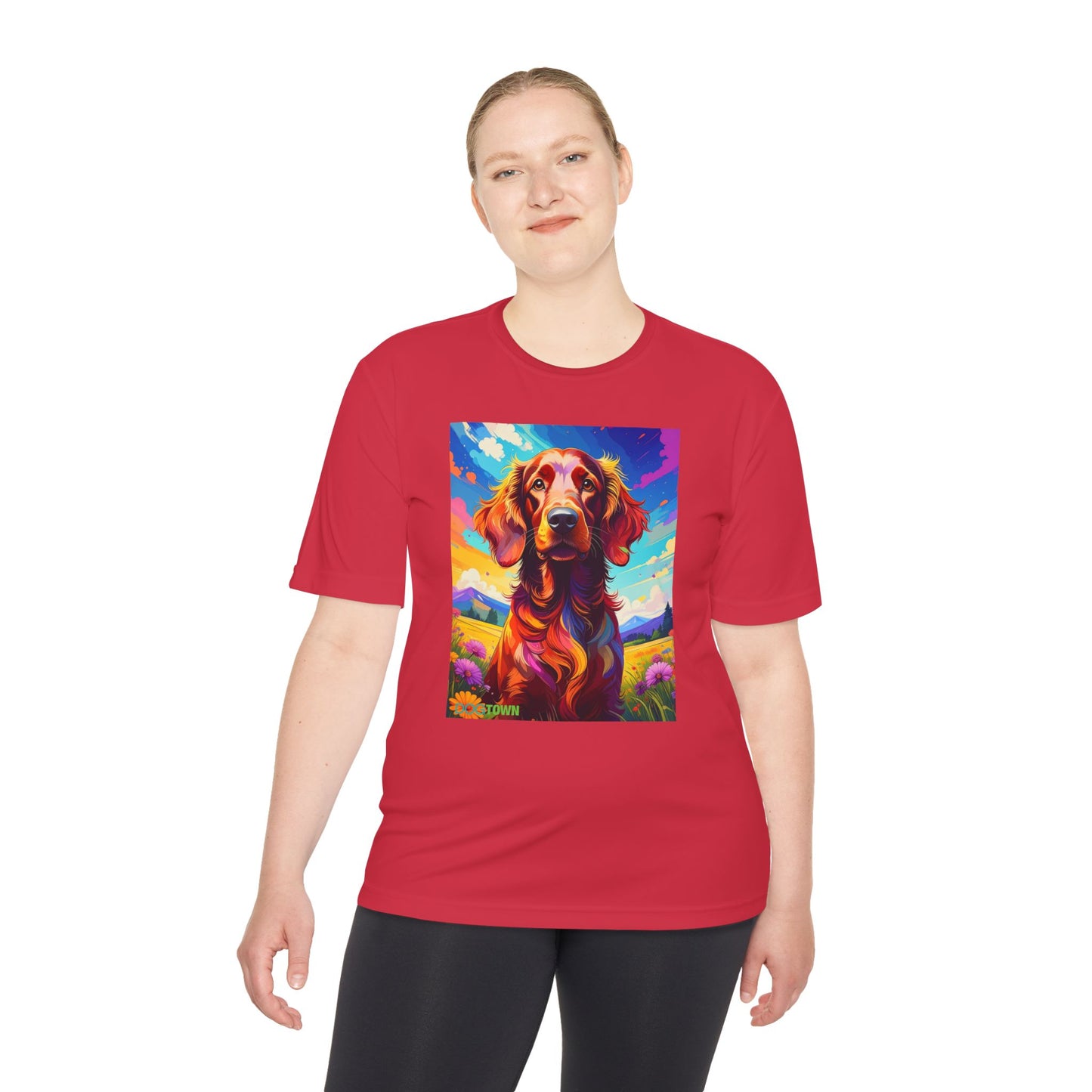 Pup Art Canvas Unisex Moisture Wicking Tee (Irish Setter)