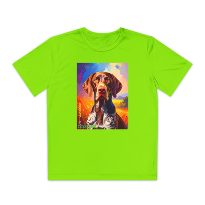 Pup Art Canvas - Kid's Sport Short Sleeve Tee (German Shorthaired Pointer)