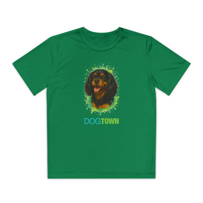 2025 Breed Collection - Kid's Polyester Thin Short Sleeve Tee - Black and Tan Cavalier King Charles Spaniel