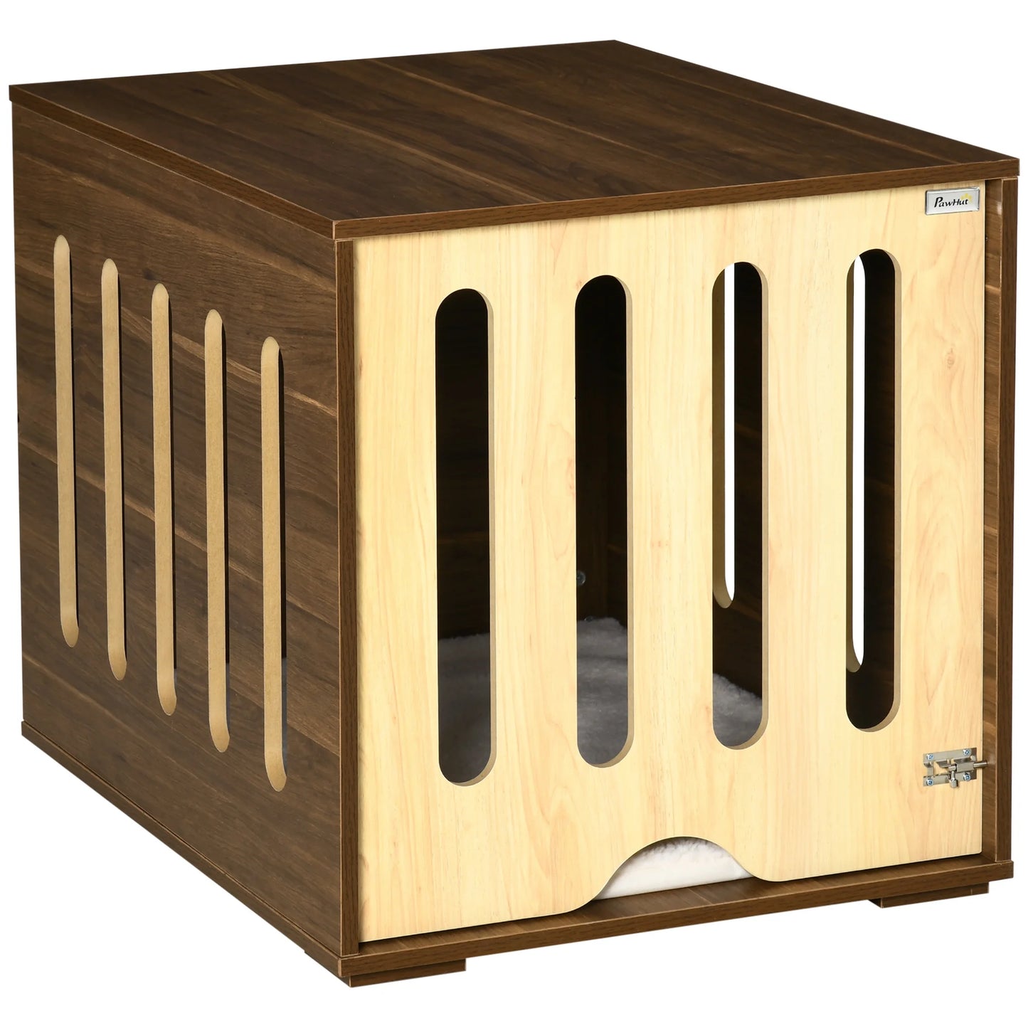 Dog Crate End Table with Soft Cushion for Small & Medium Dogs, Brown