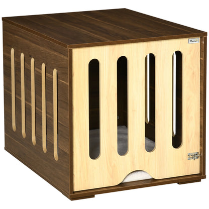 Dog Crate End Table with Soft Cushion for Small & Medium Dogs, Brown