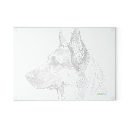 Dogtown German Shepherd Dog Portrait Glass Cutting Board - Unique Kitchen Gift for Pet Lovers, Dog-Themed Decor, Animal Gifts, Housewarming Present