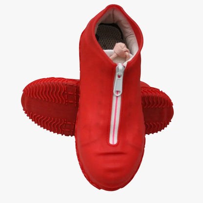 New Waterproof Zipper Silicone Shoe Cover Rain Boots Unisex Outdoor Solid Non-Slip Non-Slip Wear-Resistant Reusable Shoe Cover