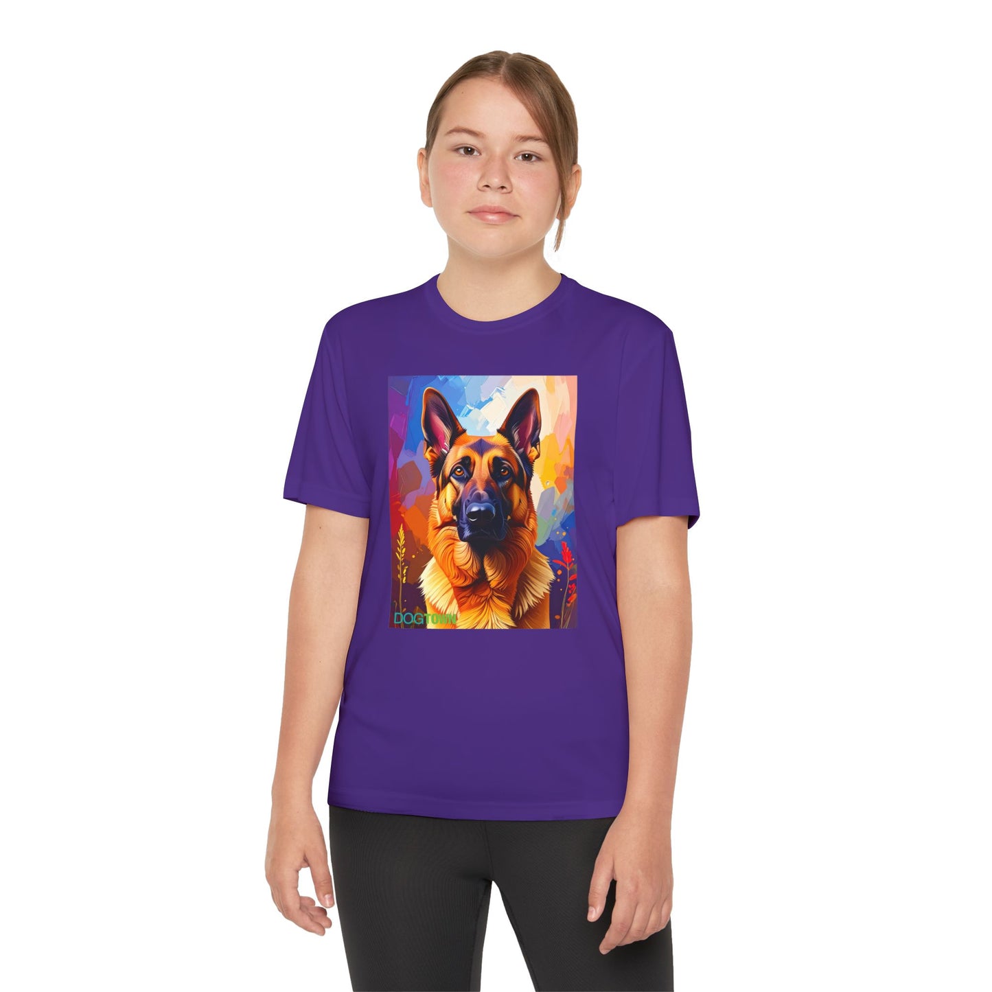 Pup Art Canvas - Kid's Sport Short Sleeve Tee (German Shepherd)