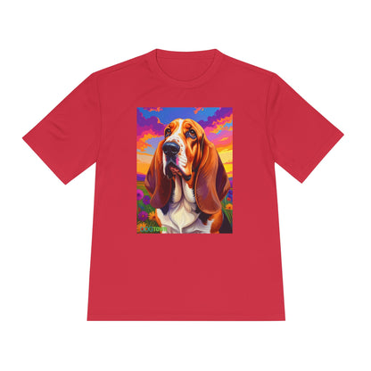 Pup Art Canvas Unisex Moisture Wicking Tee (Basset Hound)