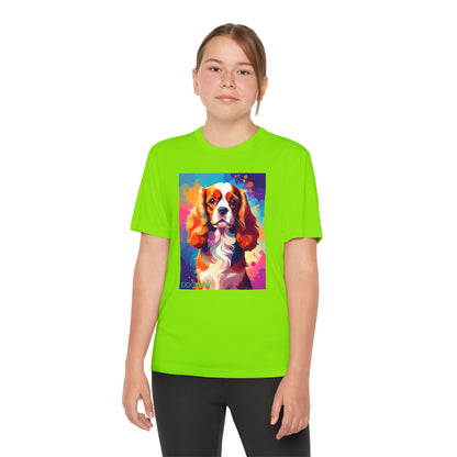 Pup Art Canvas - Kid's Sport Short Sleeve Tee (Cavalier King Charles Spaniel)