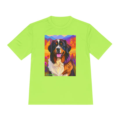 Pup Art Canvas Unisex Moisture Wicking Tee (Bernese Mountain Dog)