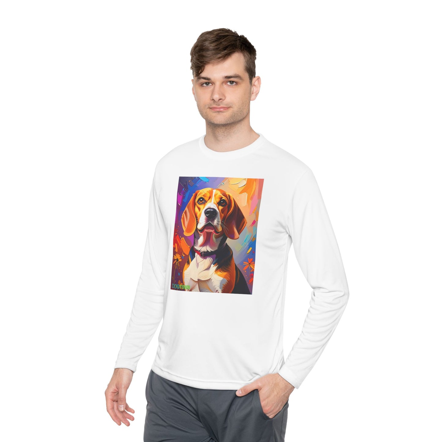 Pup Art Canvas Sport Long Sleeve Tee (Beagle)