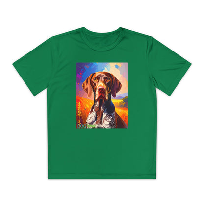 Pup Art Canvas - Kid's Sport Short Sleeve Tee (German Shorthaired Pointer)