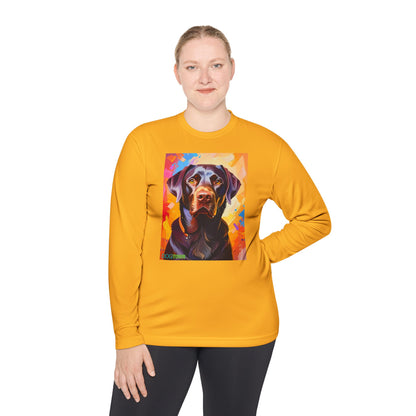 Pup Art Canvas Sport Long Sleeve Tee (Chocolate Lab)