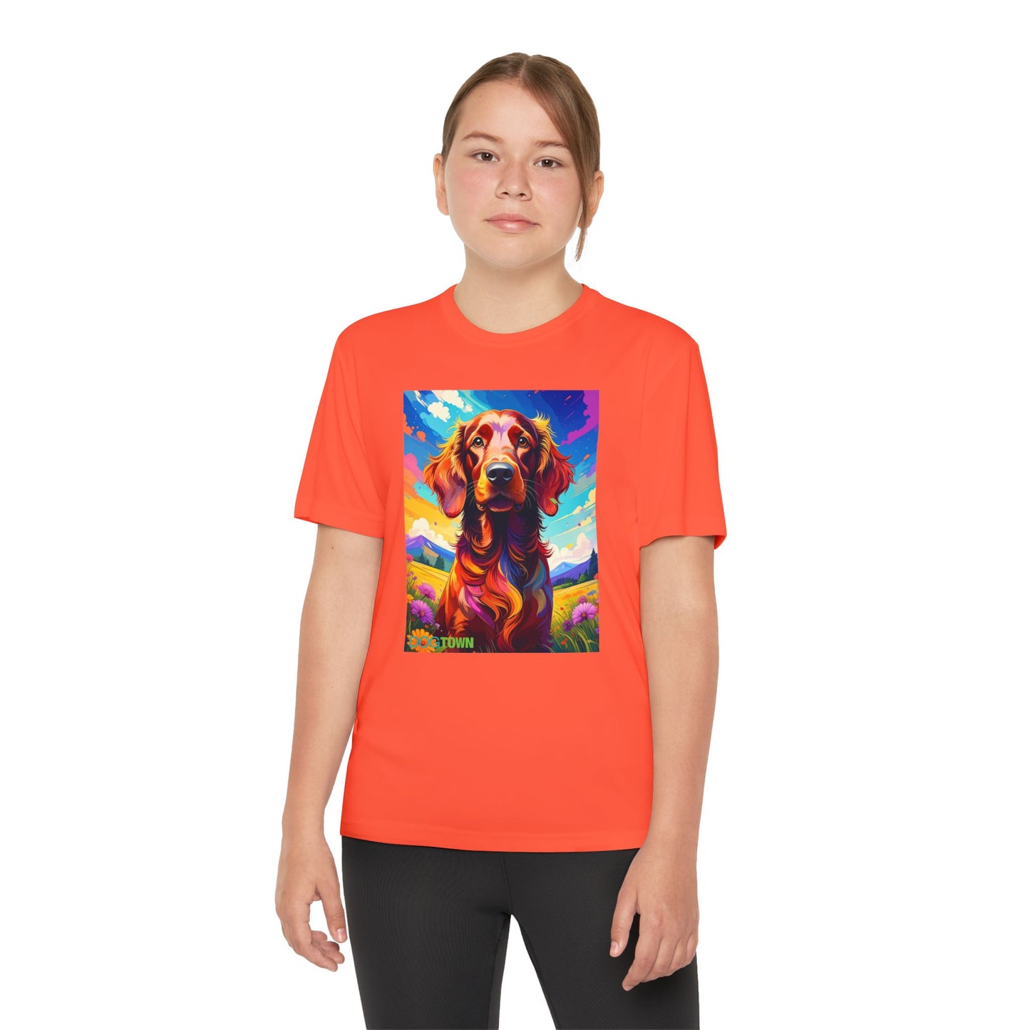 Pup Art Canvas - Kid's Sport Short Sleeve Tee (Irish Setter)