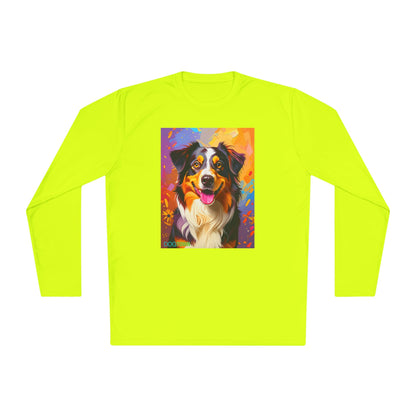 Pup Art Canvas Sport Long Sleeve Tee (Australian Shepherd)