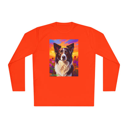 Pup Art Canvas Sport Long Sleeve Tee (Border Collie)