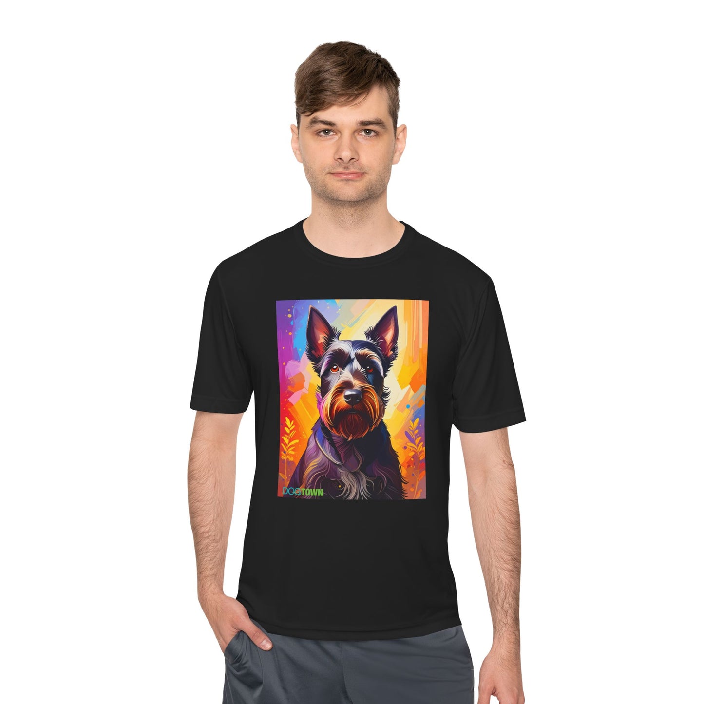 Pup Art Canvas Unisex Moisture Wicking Tee (Scottish Terrier)