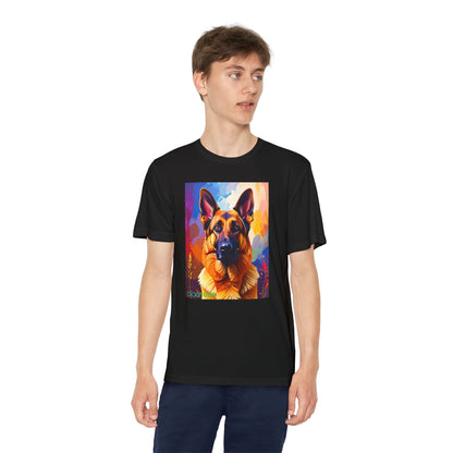Pup Art Canvas - Kid's Sport Short Sleeve Tee (German Shepherd)