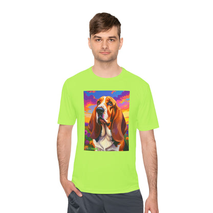 Pup Art Canvas Unisex Moisture Wicking Tee (Basset Hound)