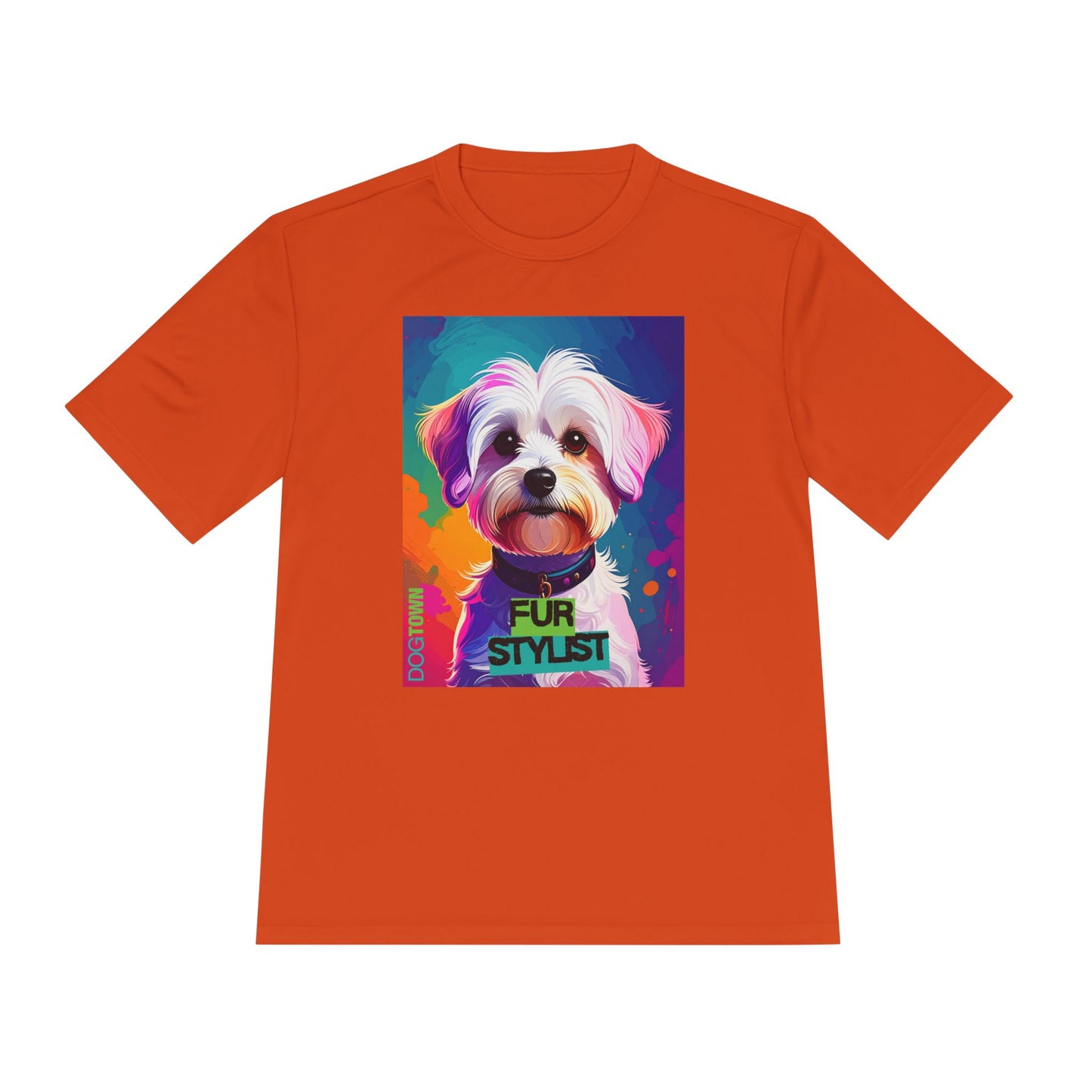 Dogtown Fur Stylist Groomer Shirt (Colorful with White Poodle)