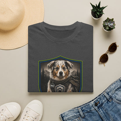 Weekend Warrior Dog T-Shirt — Australian Shepherd Badge Graphic