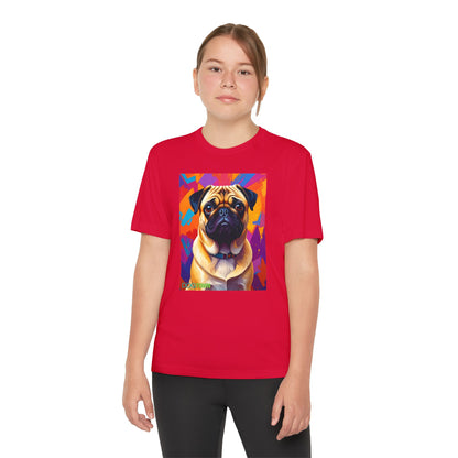 Pup Art Canvas - Kid's Sport Short Sleeve Tee (Pug)