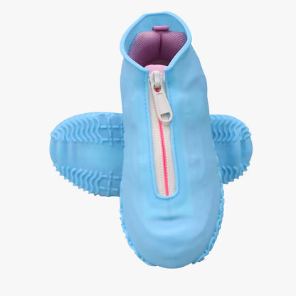 New Waterproof Zipper Silicone Shoe Cover Rain Boots Unisex Outdoor Solid Non-Slip Non-Slip Wear-Resistant Reusable Shoe Cover