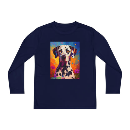 Pup Art Canvas - Kid's Sport Long Sleeve Tee (Dalmatian)