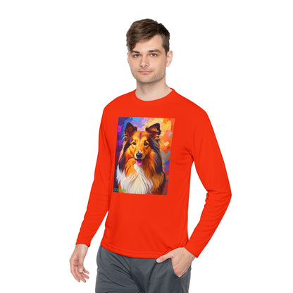 Pup Art Canvas Sport Long Sleeve Tee (Sheltie)