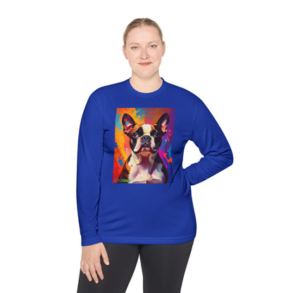 Pup Art Canvas Sport Long Sleeve Tee (Boston Terrier)