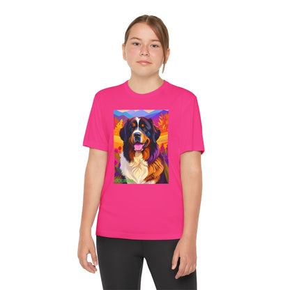 Pup Art Canvas - Kid's Sport Short Sleeve Tee (Bernese Mountain Dog)