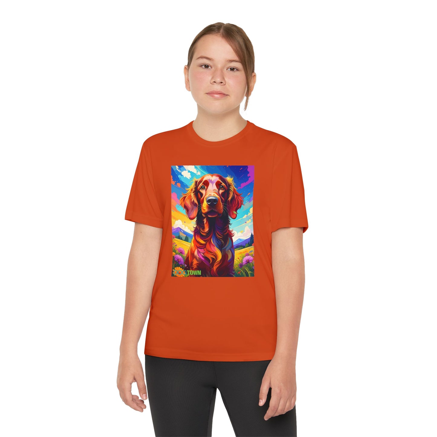 Pup Art Canvas - Kid's Sport Short Sleeve Tee (Irish Setter)