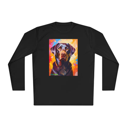 Pup Art Canvas Sport Long Sleeve Tee (Chocolate Lab)