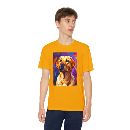 Pup Art Canvas - Kid's Sport Short Sleeve Tee (Yellow Lab)