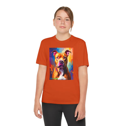 Pup Art Canvas - Kid's Sport Short Sleeve Tee (Pit Bull)