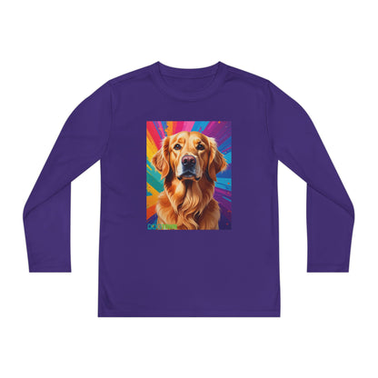 Pup Art Canvas - Kid's Sport Long Sleeve Tee (Golden Retriever)