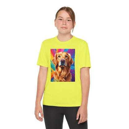 Pup Art Canvas - Kid's Sport Short Sleeve Tee (Golden Retriever)