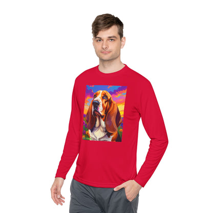 Pup Art Canvas Sport Long Sleeve Tee (Basset Hound)