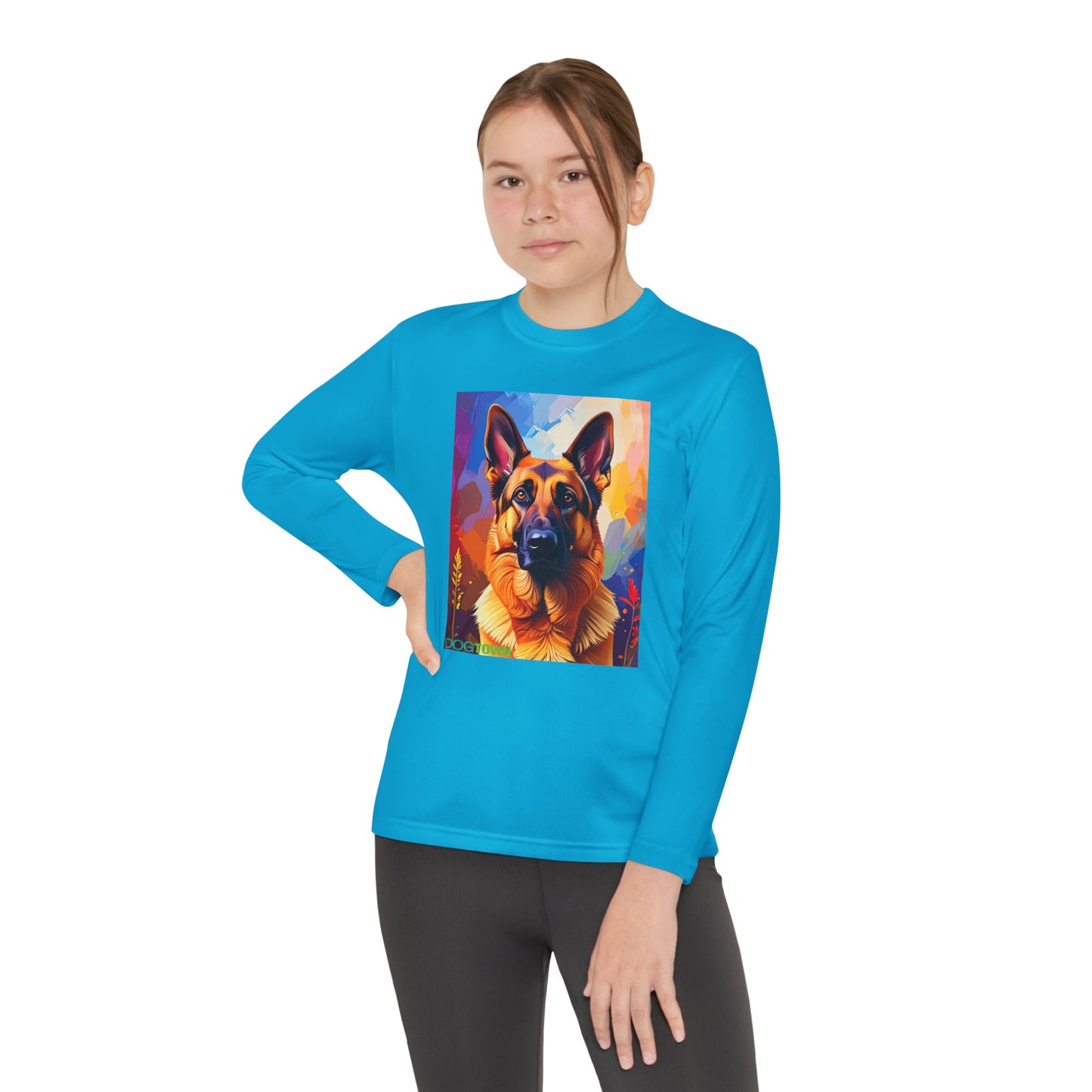 Pup Art Canvas - Kid's Sport Long Sleeve Tee  (German Shepherd)