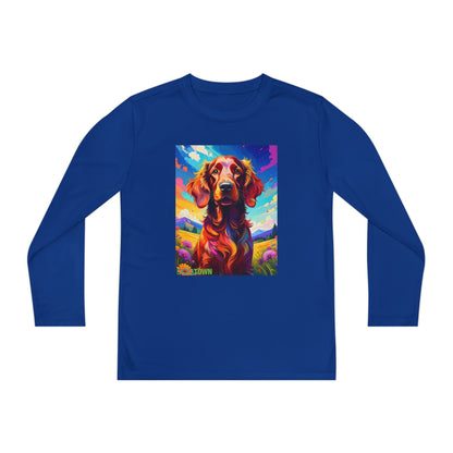Pup Art Canvas - Kid's Sport Long Sleeve Tee (Irish Setter)