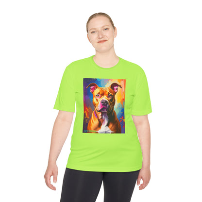 Pup Art Canvas Unisex Moisture Wicking Tee (Pit Bull)