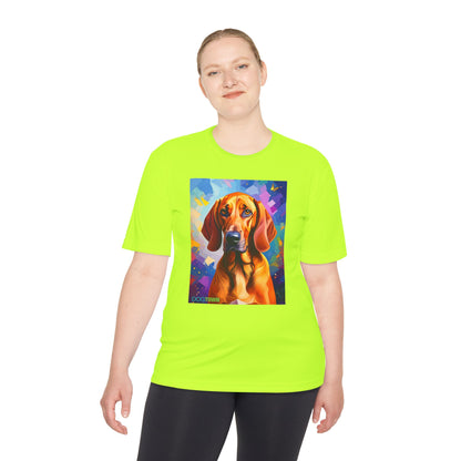 Pup Art Canvas Unisex Moisture Wicking Tee (Redbone Coonhound)