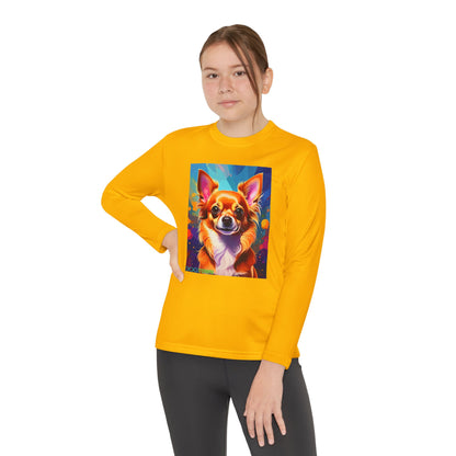 Pup Art Canvas - Kid's Sport Long Sleeve Tee (Chihuahua)