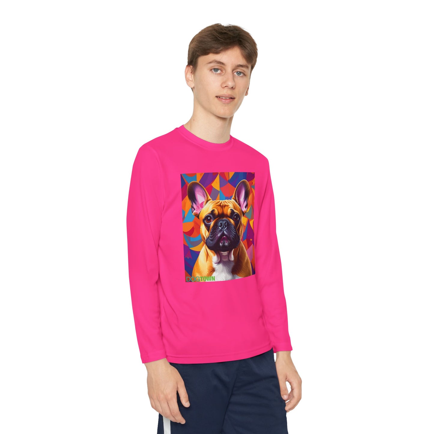Pup Art Canvas - Kid's Sport Long Sleeve Tee (French Bulldog)