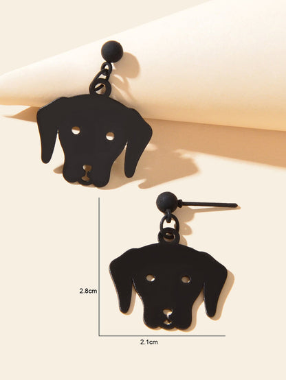 Black Dog Dangle Trendy Animal Puppy Earrings Women Punk Rock Style