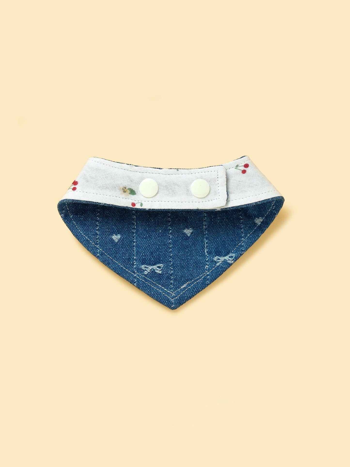 Reversible Denim Cherry Overalls Pet Bandana