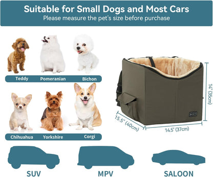 Dog Booster Seat with Pockets (Small, Dark Brown)