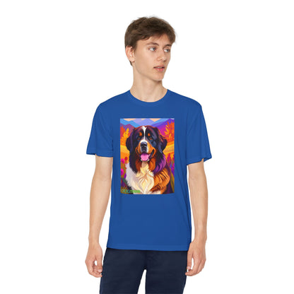 Pup Art Canvas - Kid's Sport Short Sleeve Tee (Bernese Mountain Dog)